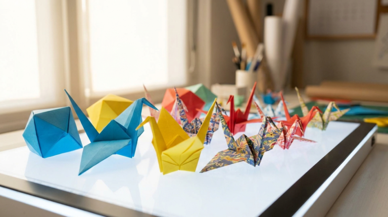 Origamis en papier colorés