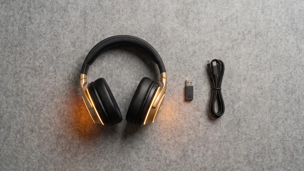 Casque gaming sans fil avec dongle USB 2,4 GHz et cable de charge