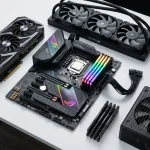 Composants pour monter un PC gamer posés sur un bureau