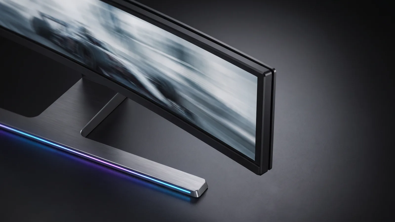 Gros plan sur la dalle et les bords fins d un ecran PC gaming a haute frequence
